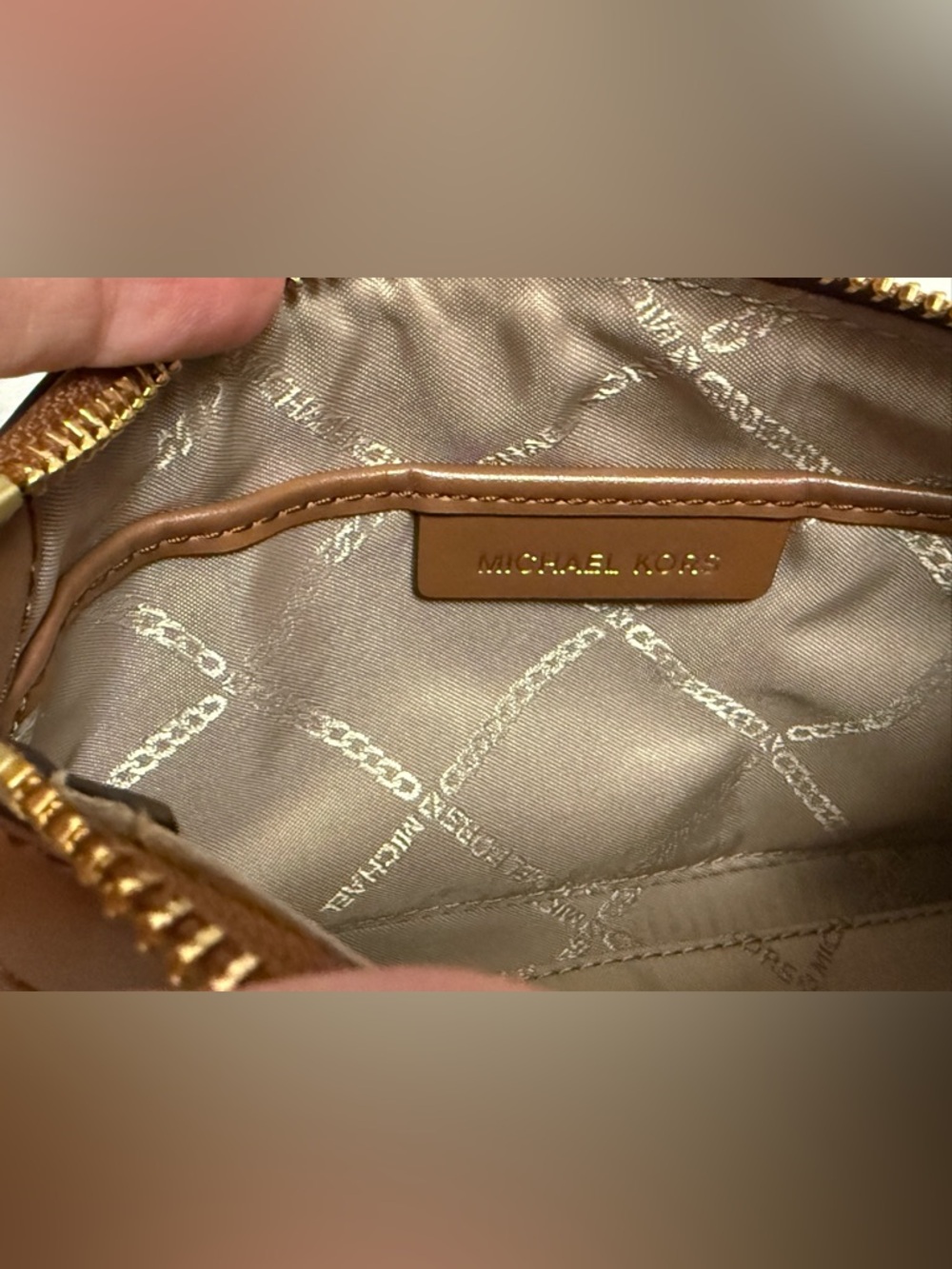 Michael Kors Gold and Brown Small Wristlet Pouch - Picture 8 of 9